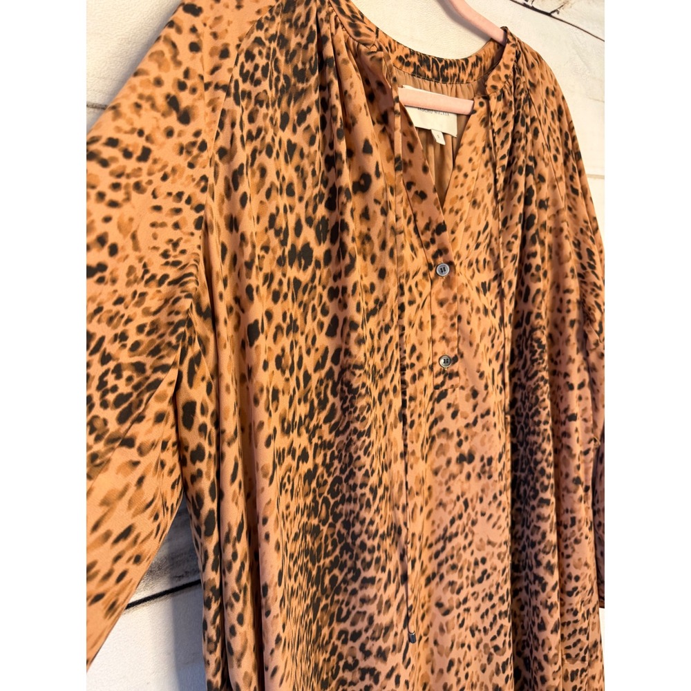 Brochu Walker Haviland Dress Leopard Animal Print Ruffle Hem Midi APP4062 Brown - Picture 2 of 7